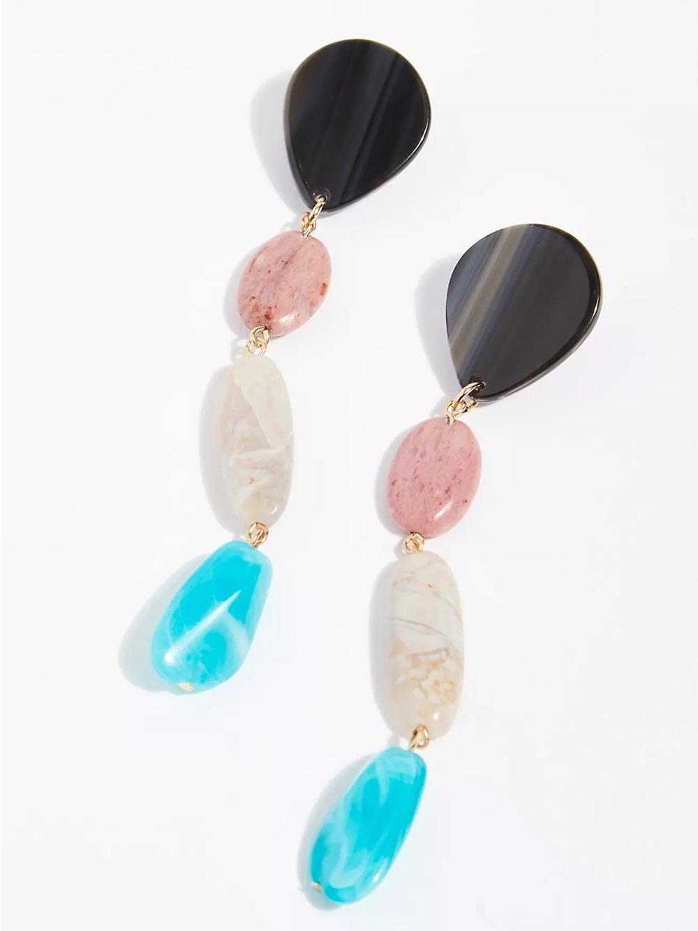 New Free People Marion Drop Stone Linear Earrings